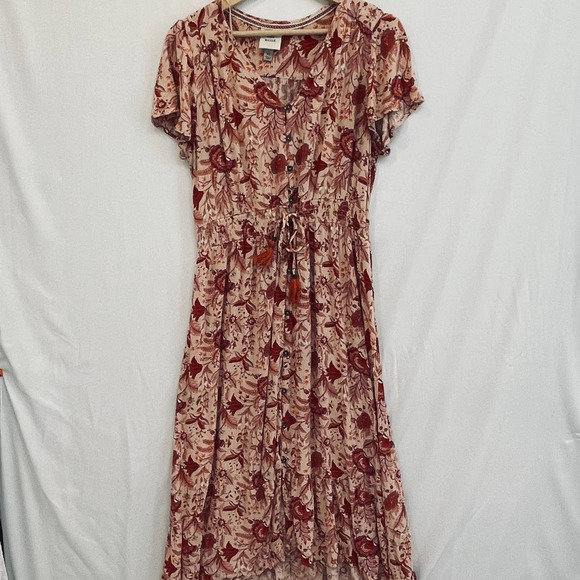 Knox Rose Dress XL Floral Midi Dress V-Neck Button Front Flutter Sleeve - Picture 9 of 9